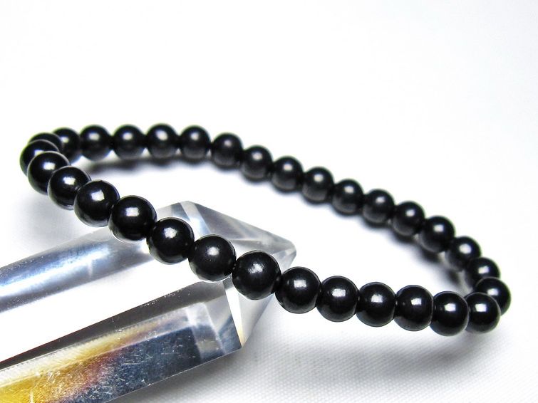 シュンガイト ブレスレット 6mm 一点物 メール便可 111-49651