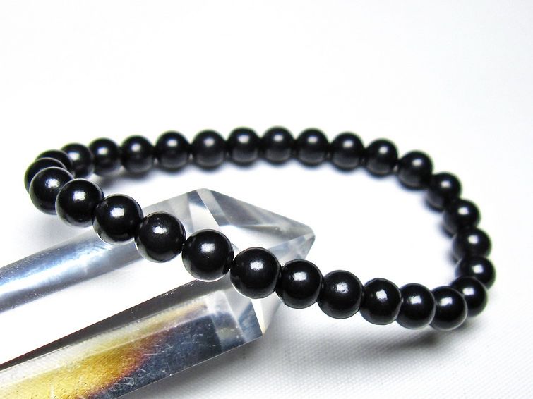 シュンガイト ブレスレット 6mm 一点物 メール便可 111-49653