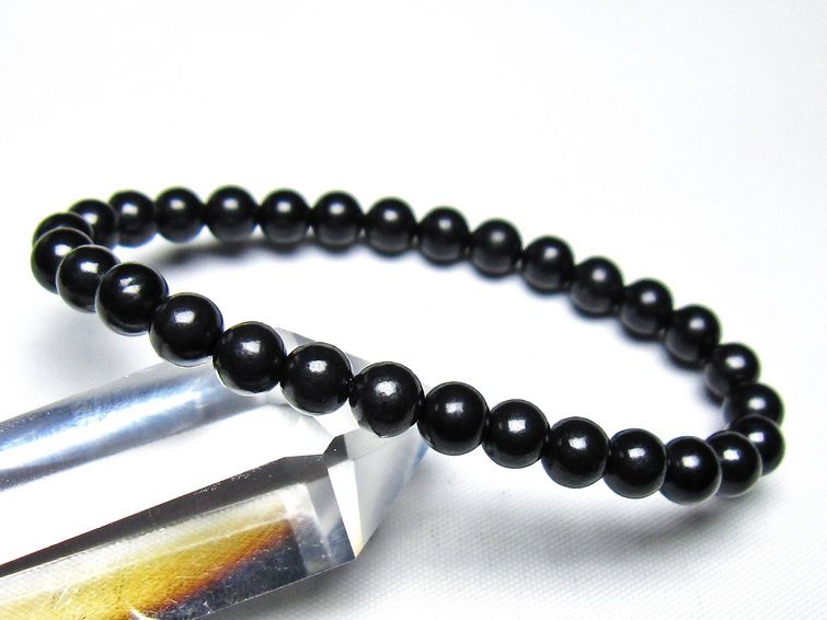 シュンガイト ブレスレット 6mm 一点物 メール便可 111-49654