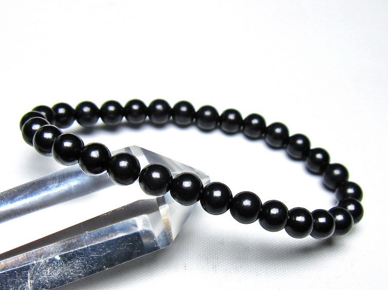 シュンガイト ブレスレット 6mm 一点物 メール便可 111-49656