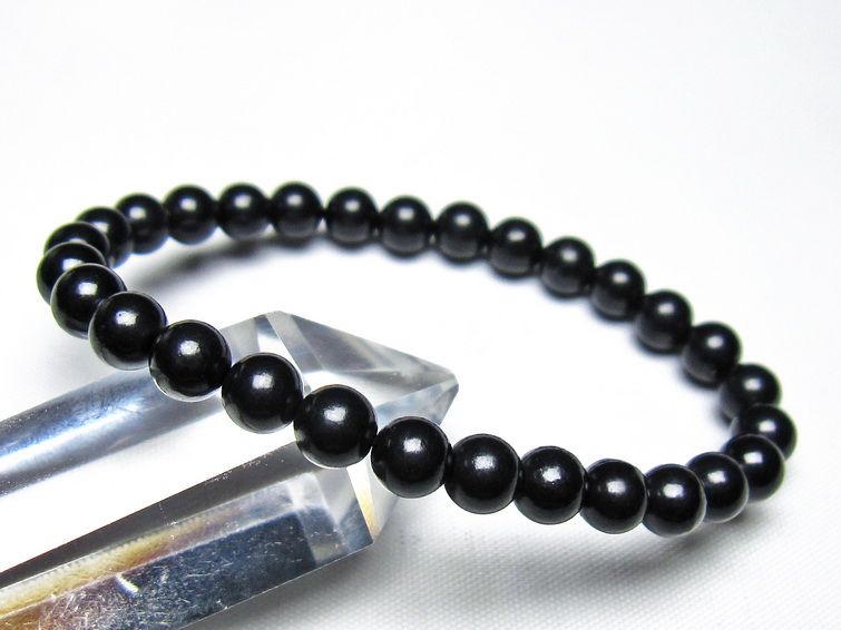 シュンガイト ブレスレット 6mm 一点物 メール便可 111-49659