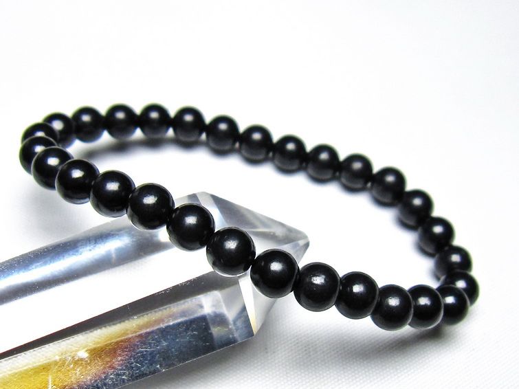 シュンガイト ブレスレット 6mm 一点物 メール便可 111-49661