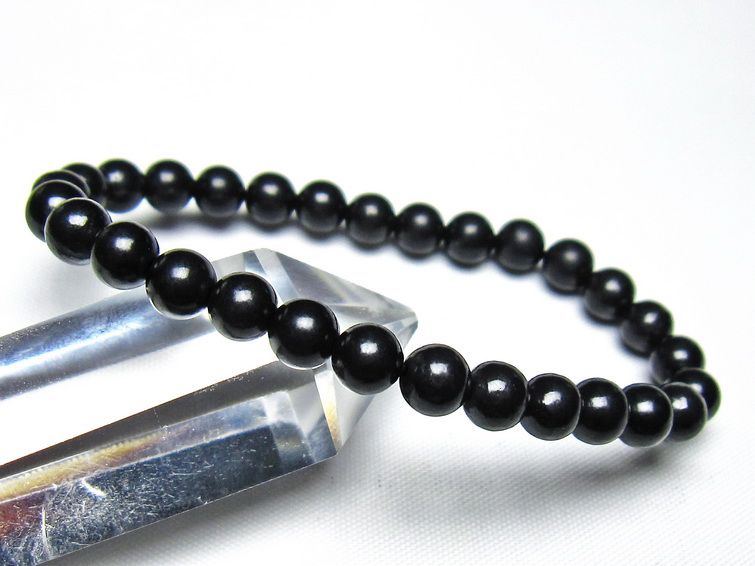 シュンガイト ブレスレット 6mm 一点物 メール便可 111-49664