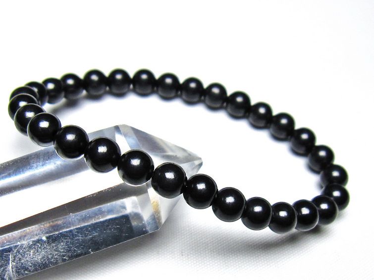 シュンガイト ブレスレット 6mm 一点物 メール便可 111-49666