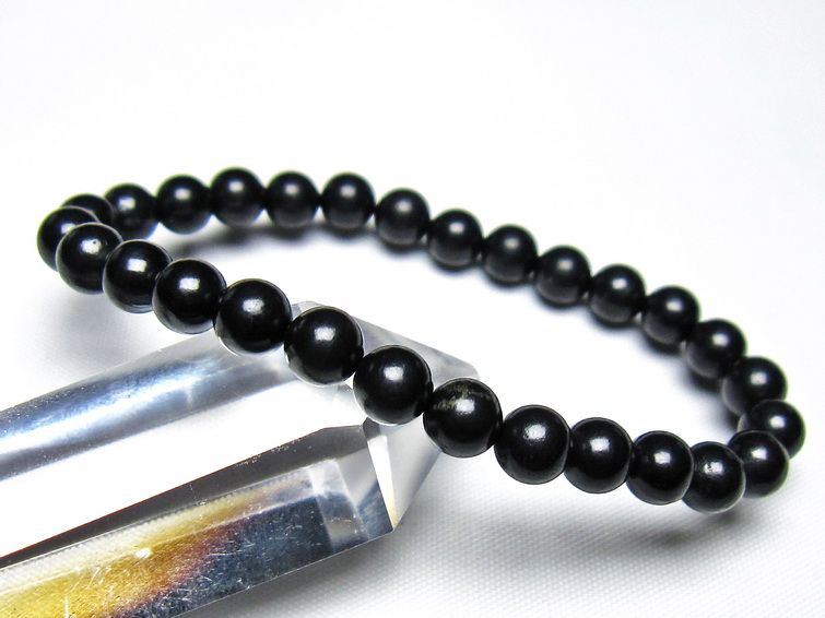 シュンガイト ブレスレット 6mm 一点物 メール便可 111-49668