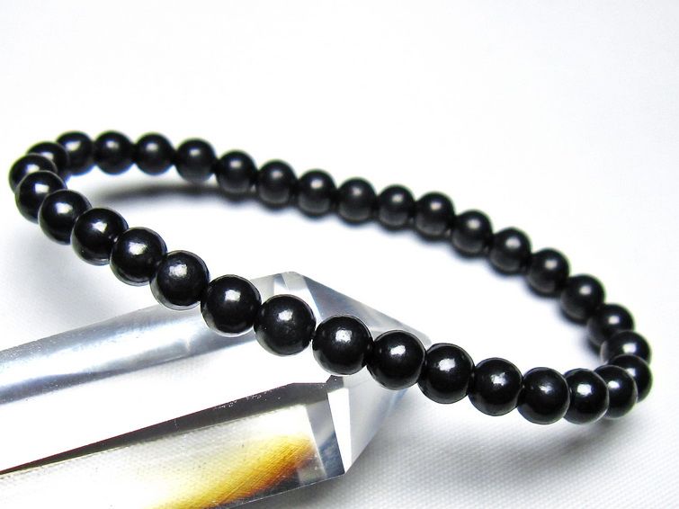 シュンガイト ブレスレット 6mm 一点物 メール便可 111-49671