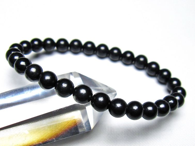 シュンガイト ブレスレット 6mm 一点物 メール便可 111-49672