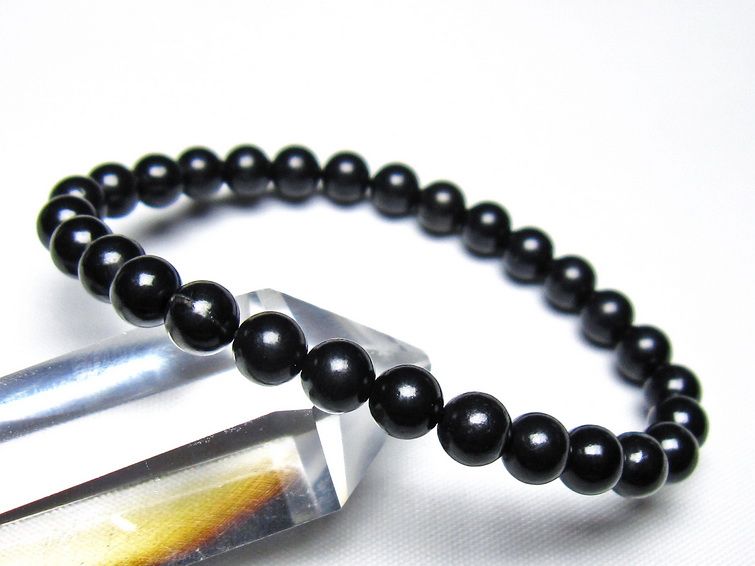 シュンガイト ブレスレット 6mm 一点物 メール便可 111-49674