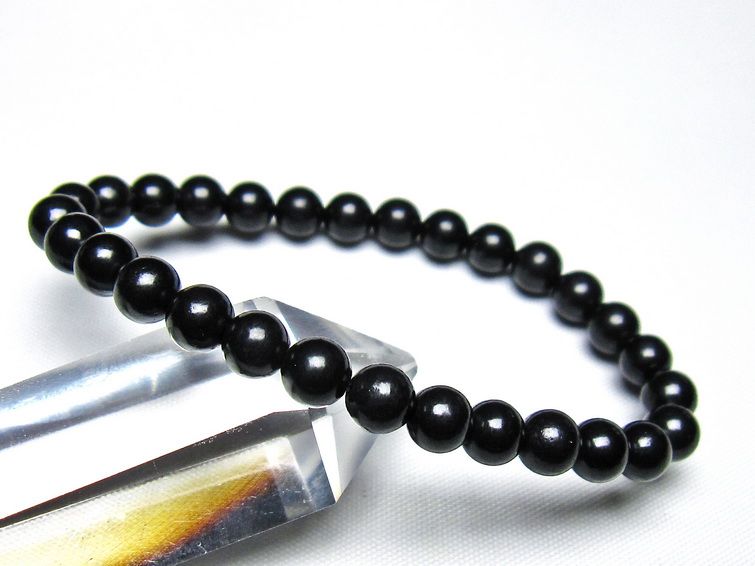 シュンガイト ブレスレット 6mm 一点物 メール便可 111-49675
