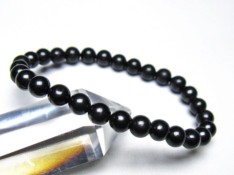 シュンガイト ブレスレット 6mm 一点物 メール便可 111-49676