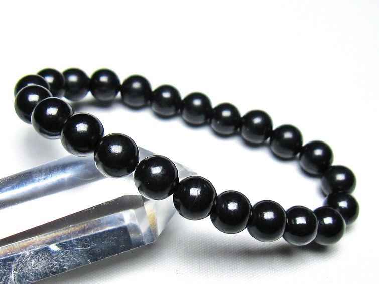 シュンガイト ブレスレット 8mm 一点物 メール便可 111-49679