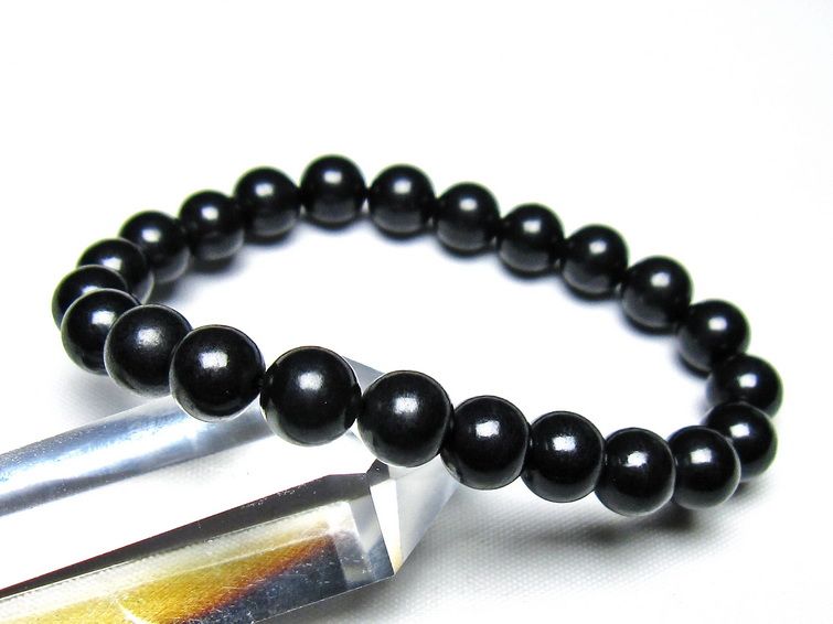 シュンガイト ブレスレット 8mm 一点物 メール便可 111-49680
