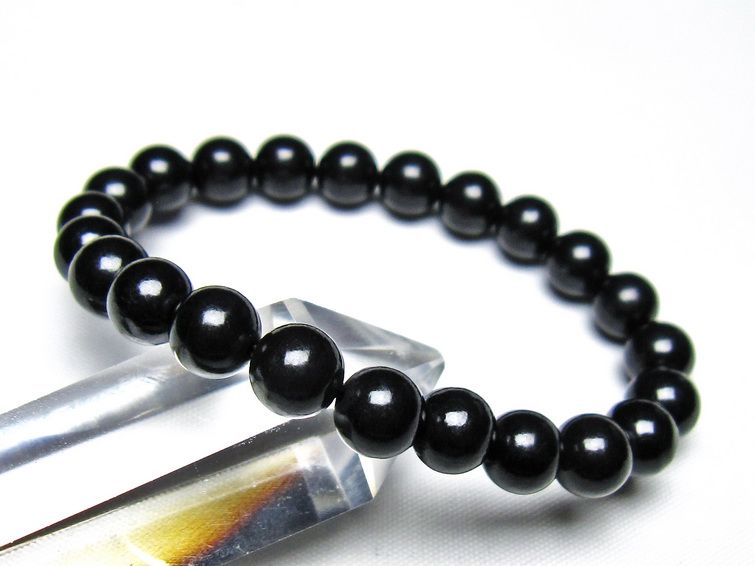 シュンガイト ブレスレット 8mm 一点物 メール便可 111-49681