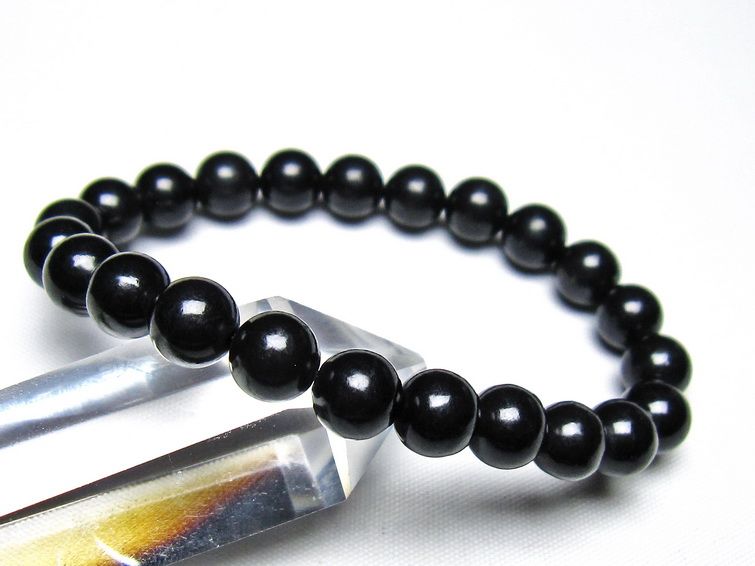 シュンガイト ブレスレット 8mm 一点物 メール便可 111-49682