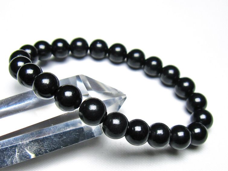 シュンガイト ブレスレット 8mm 一点物 メール便可 111-49683