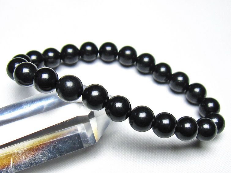 シュンガイト ブレスレット 8mm 一点物 メール便可 111-49684