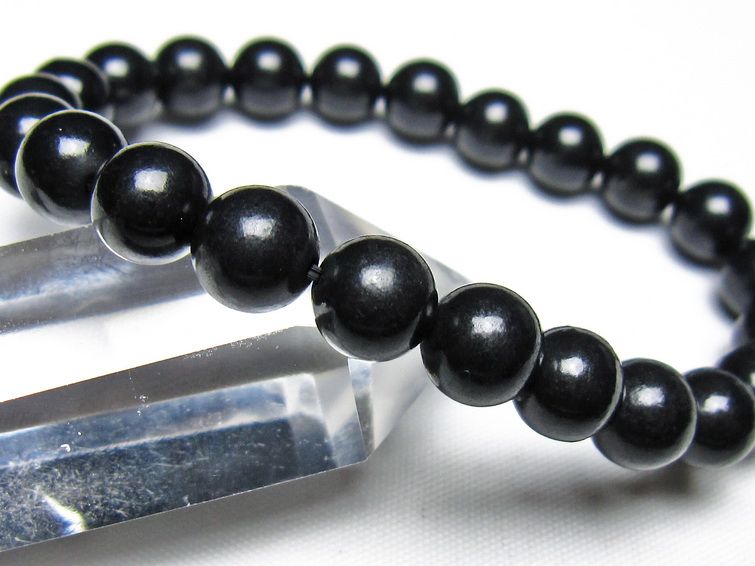 シュンガイト ブレスレット 8mm 一点物 メール便可 111-49685