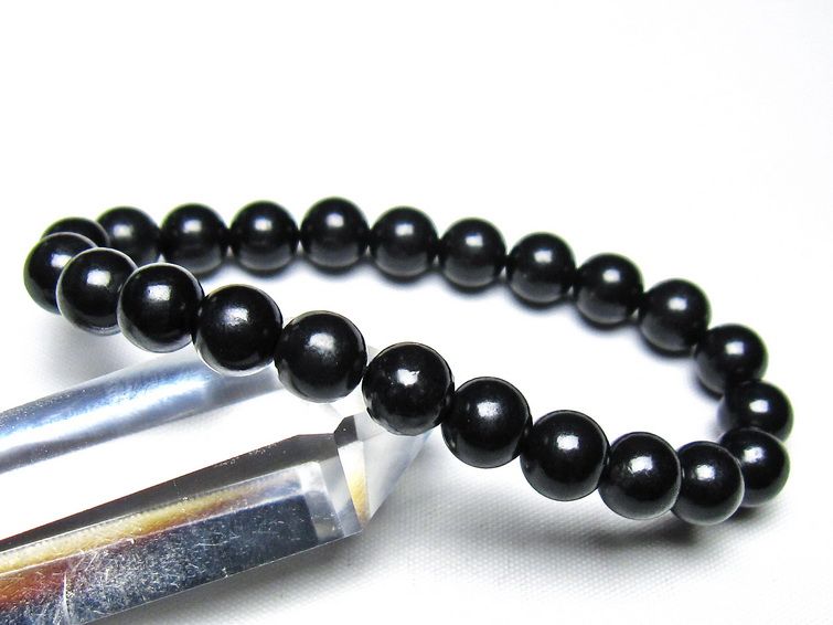 シュンガイト ブレスレット 8mm 一点物 メール便可 111-49686