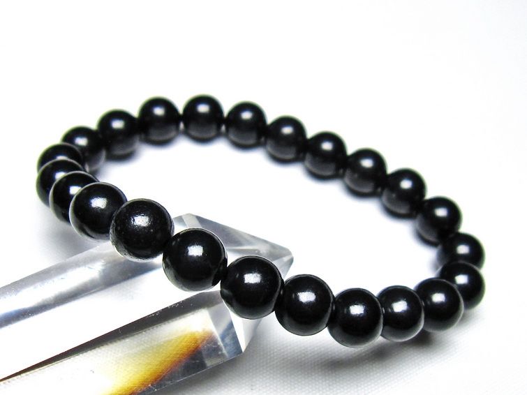 シュンガイト ブレスレット 8mm 一点物 メール便可 111-49687