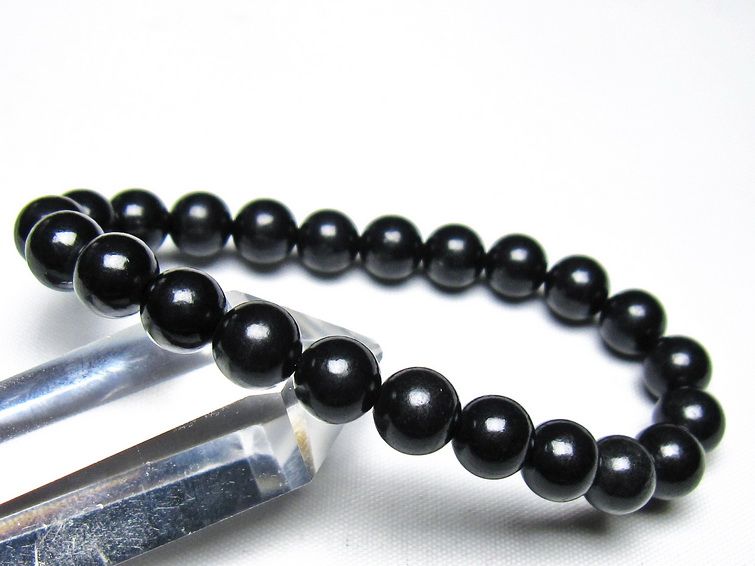 シュンガイト ブレスレット 8mm 一点物 メール便可 111-49688