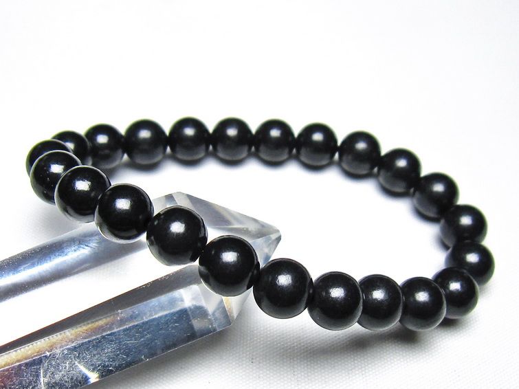 シュンガイト ブレスレット 8mm 一点物 メール便可 111-49689