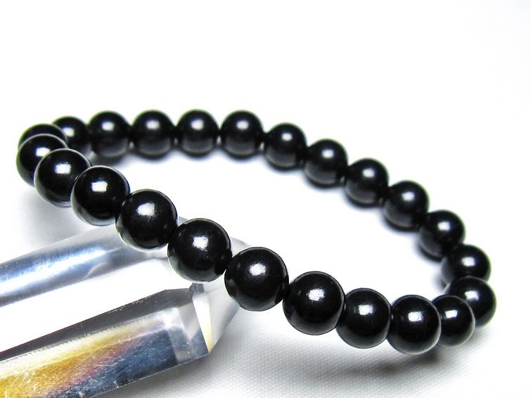 シュンガイト ブレスレット 8mm 一点物 メール便可 111-49690