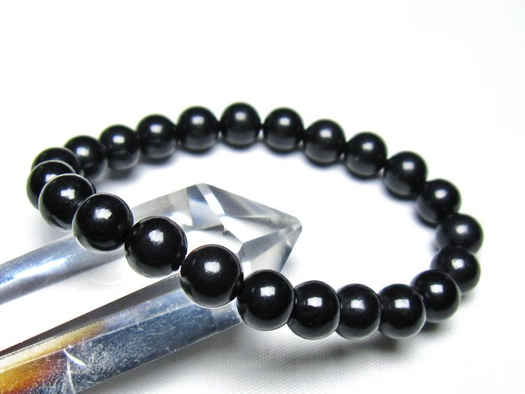 シュンガイト ブレスレット 8mm 一点物 メール便可 111-49692