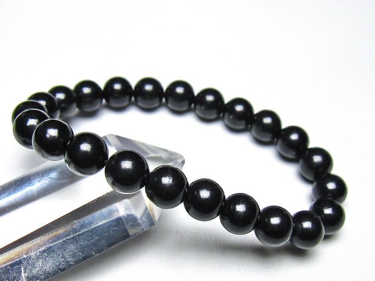シュンガイト ブレスレット 8mm 一点物 メール便可 111-49693