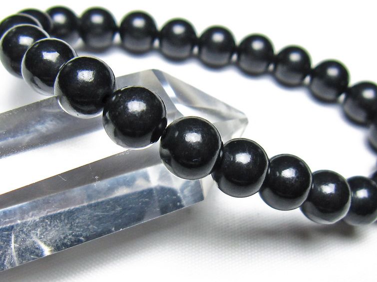 シュンガイト ブレスレット 8mm 一点物 メール便可 111-49695