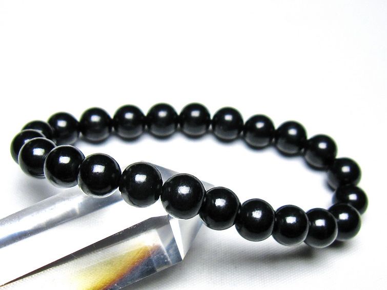 シュンガイト ブレスレット 8mm 一点物 メール便可 111-49696