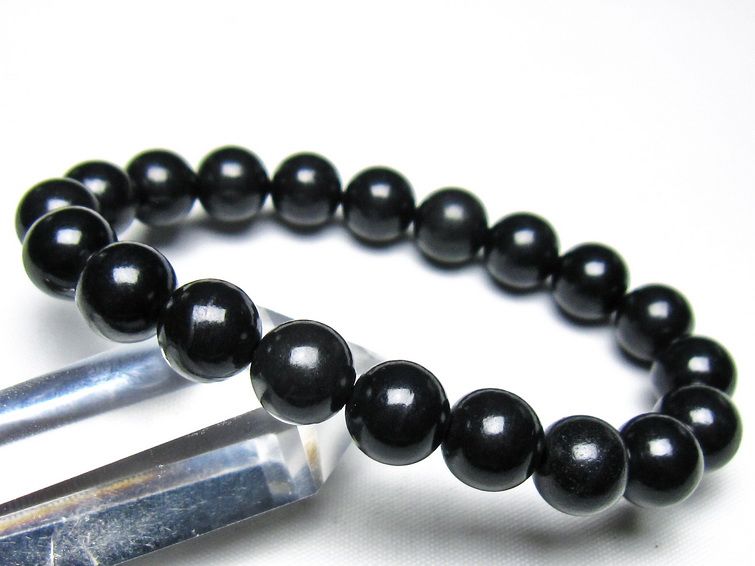 シュンガイト ブレスレット 10mm 一点物 メール便可 111-49704