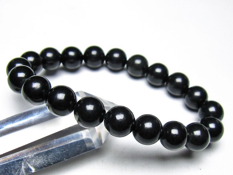 シュンガイト ブレスレット 10mm 一点物 メール便可 111-49705