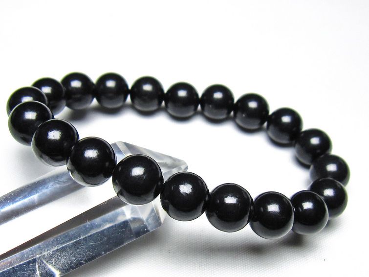 シュンガイト ブレスレット 10mm 一点物 メール便可 111-49706