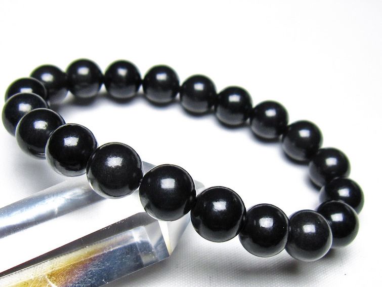 シュンガイト ブレスレット 10mm 一点物 メール便可 111-49709
