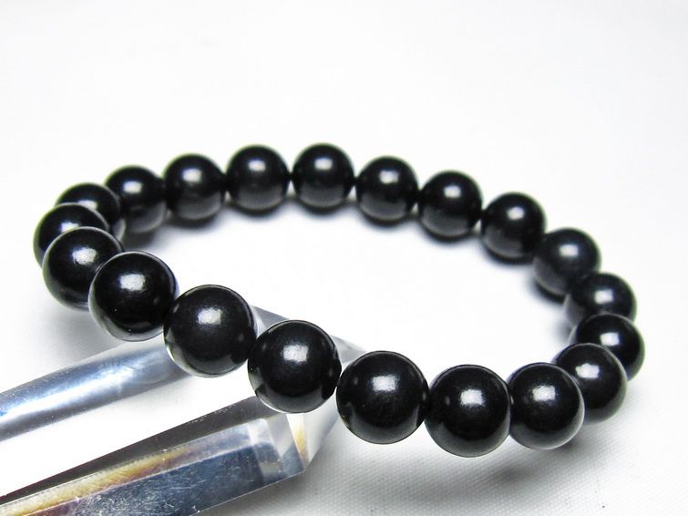 シュンガイト ブレスレット 10mm 一点物 メール便可 111-49710