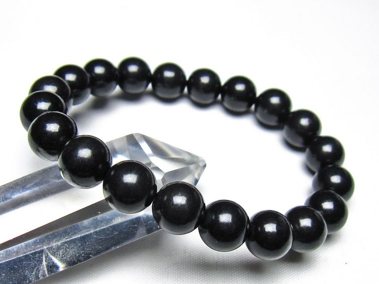 シュンガイト ブレスレット 10mm 一点物 メール便可 111-49711 【sold out】