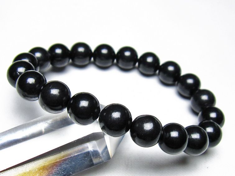 シュンガイト ブレスレット 10mm 一点物 メール便可 111-49714