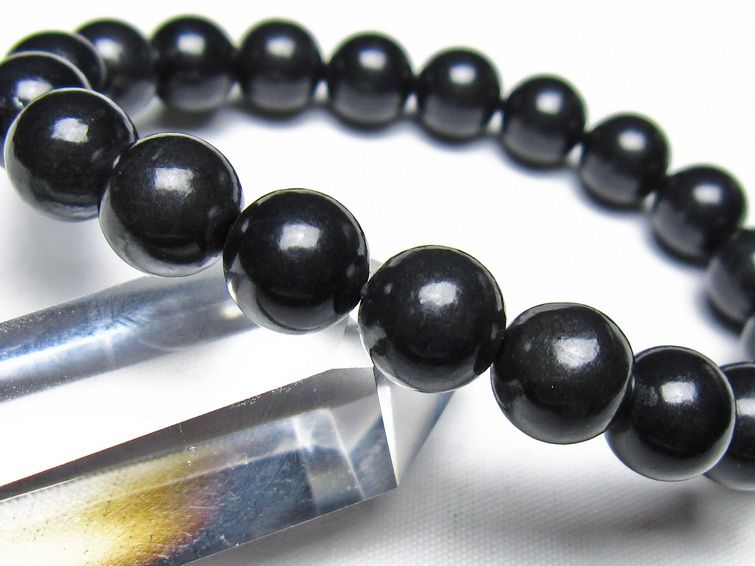 シュンガイト ブレスレット 10mm 一点物 メール便可 111-49714