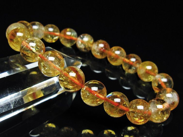 シトリン ブレスレット 虹入り 10mm シトリンクォーツ ブレス メール便可 一点物 111-50366