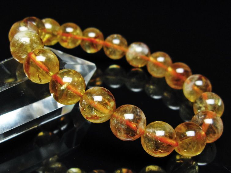 シトリン ブレスレット 虹入り 10mm シトリンクォーツ ブレス メール便可 一点物 111-50367