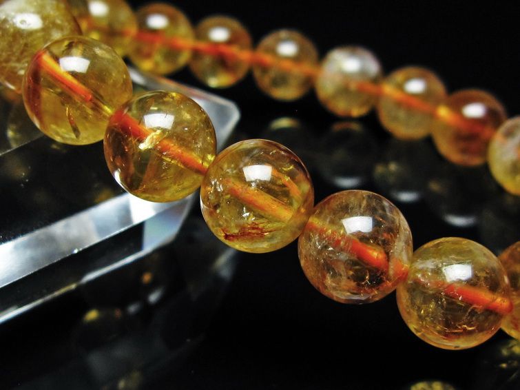 シトリン ブレスレット 虹入り 10mm シトリンクォーツ ブレス メール便可 一点物 111-50367