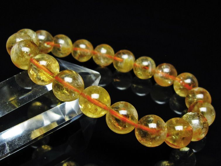 シトリン ブレスレット 虹入り 10mm シトリンクォーツ ブレス メール便可 一点物 111-50368
