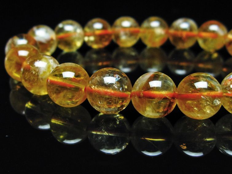 シトリン ブレスレット 虹入り 10mm シトリンクォーツ ブレス メール便可 一点物 111-50370