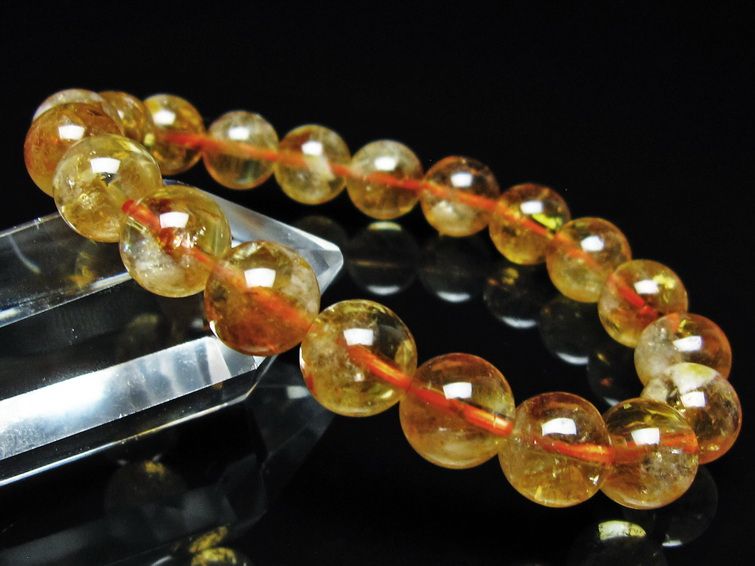 シトリン ブレスレット 虹入り 9mm シトリンクォーツ ブレス メール便可 一点物 111-50371