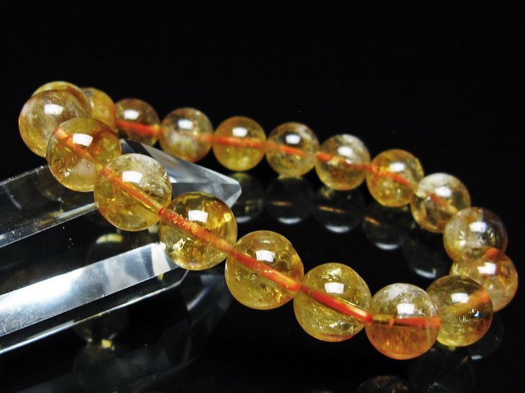 シトリン ブレスレット 虹入り 10mm シトリンクォーツ ブレス メール便可 一点物 111-50372