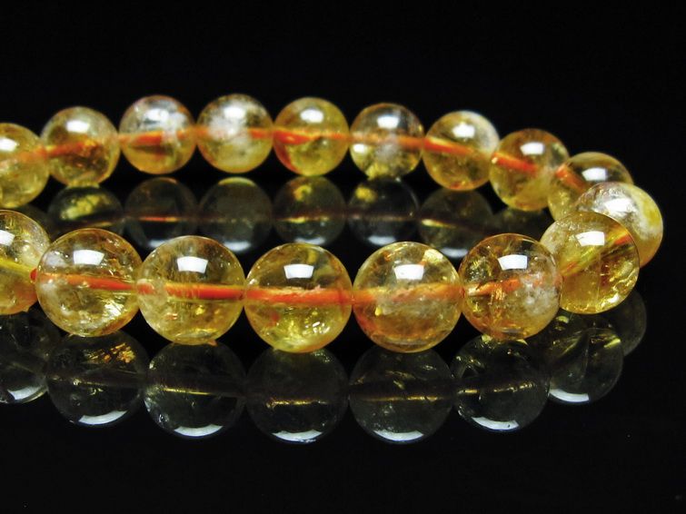 シトリン ブレスレット 虹入り 10mm シトリンクォーツ ブレス メール便可 一点物 111-50372