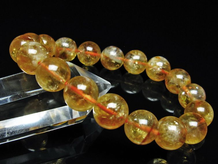 シトリン ブレスレット 虹入り 11mm シトリンクォーツ ブレス メール便可 一点物 111-50373