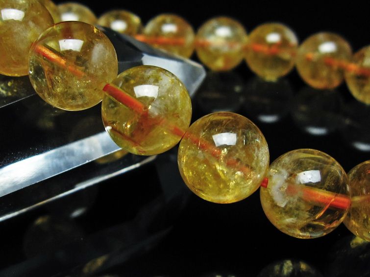 シトリン ブレスレット 虹入り 11mm シトリンクォーツ ブレス メール便可 一点物 111-50375
