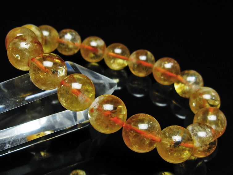 シトリン ブレスレット 虹入り 11mm シトリンクォーツ ブレス メール便可 一点物 111-50376