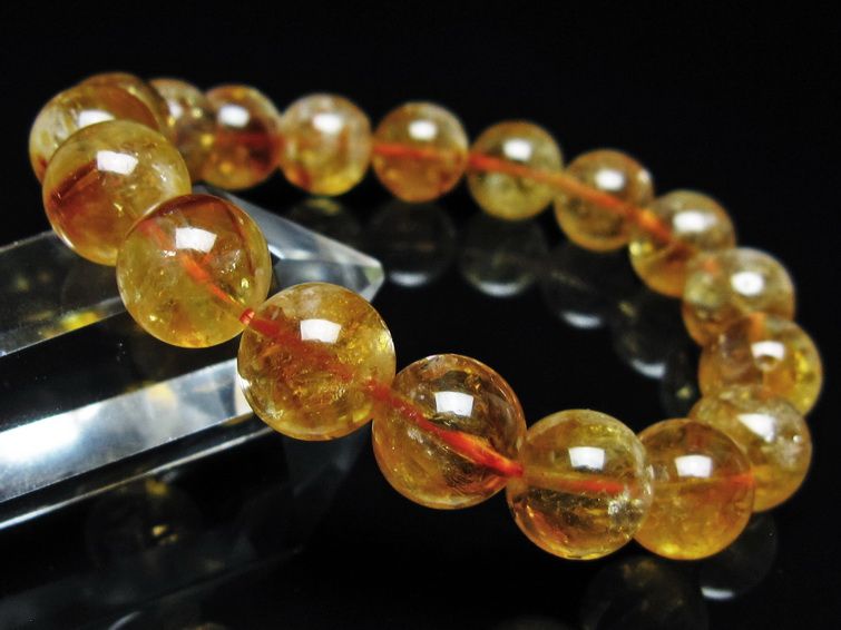 シトリン ブレスレット 虹入り 12mm シトリンクォーツ ブレス メール便可 一点物 111-50379